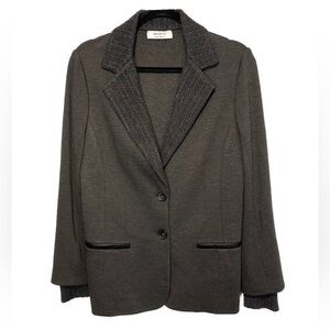 Bailey 44  Long Line Ponte Knit Blazer Cable Knit Accents